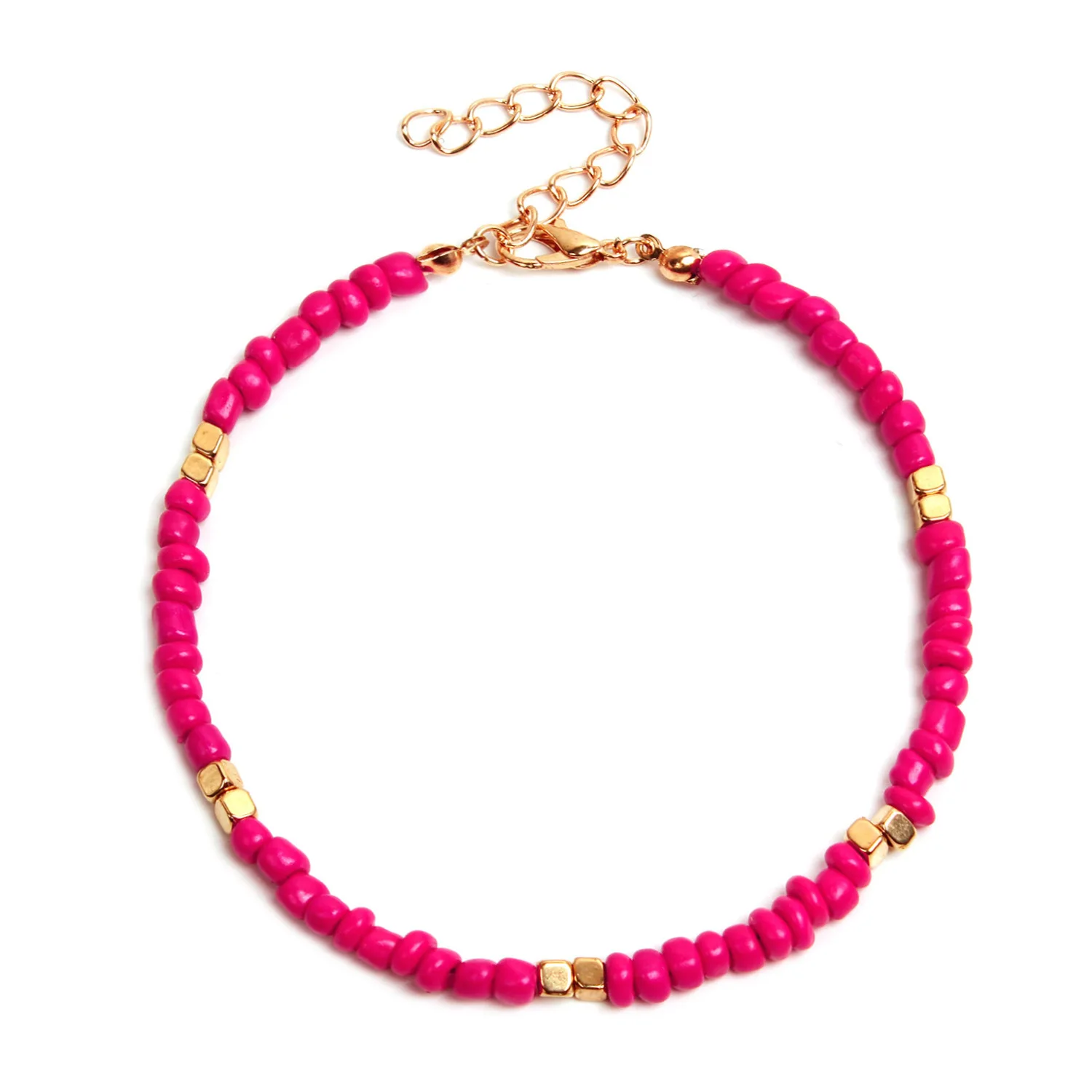 Premium Gold Seed Bead Anklet Women Handmade Square Alloy Beach Foot Chain Lightweight Summer Fashion Gift
