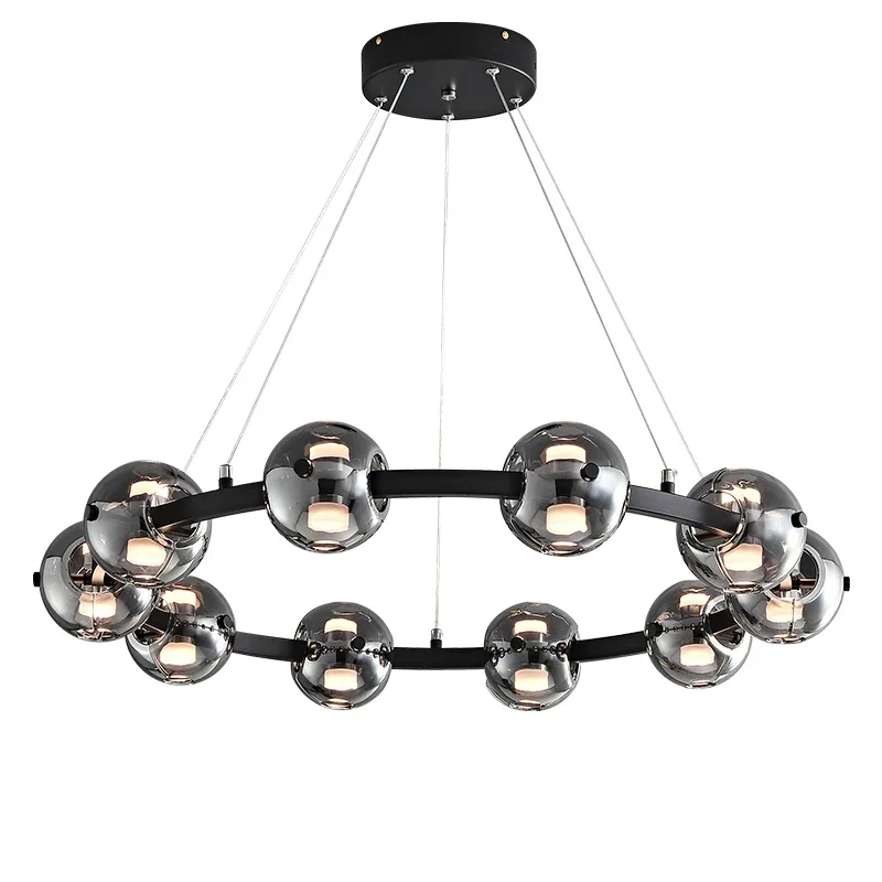 Imagem -05 - Luzes Pendentes de Vidro Redondo Italiano Smokey Grey Hanging Lights Iluminação Nórdica para Sala de Estar Decoração para Casa