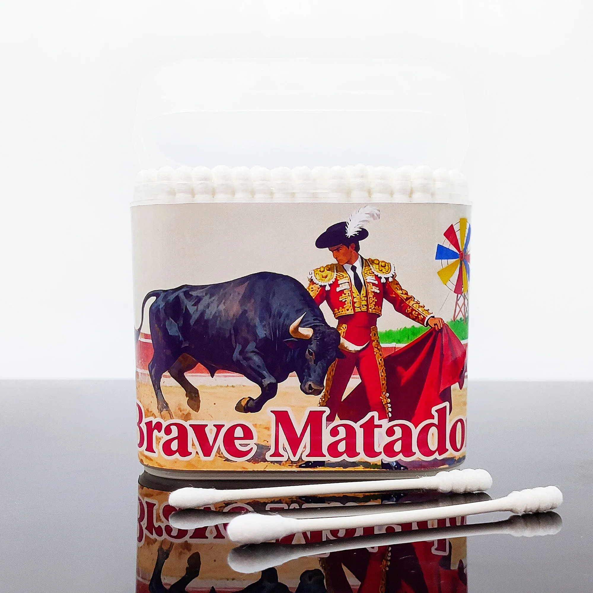 200개 스페인 투우 테마 면봉 창의적인 스페인 문화 패턴 다기능 양면 면봉
