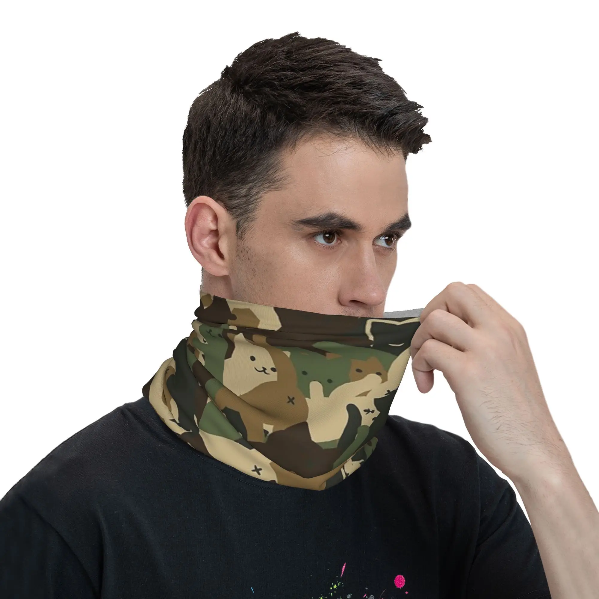 Cats Army Camouflage  Bandana Neck Cover Printed Wrap Scarf Multifunction Balaclava Riding For Men Women Adult Winter