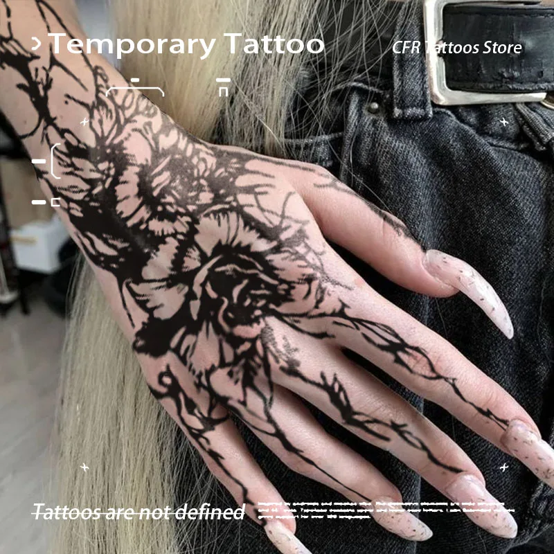 Sexy Lines Rose Herbal Juice Tattoo Stickers Women Man Tattoo Sticker Adult Tattoos Waterproof Temporary Tatoo Man Gift Charm