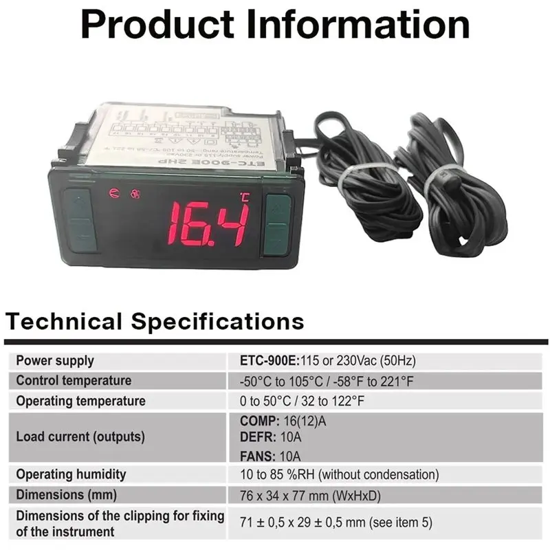 [NEWA76K!】 Digital Temperature Controller LCD Display-Electronic Thermostat-50 To 105 Degree Range Featuring Heating Cooling Def