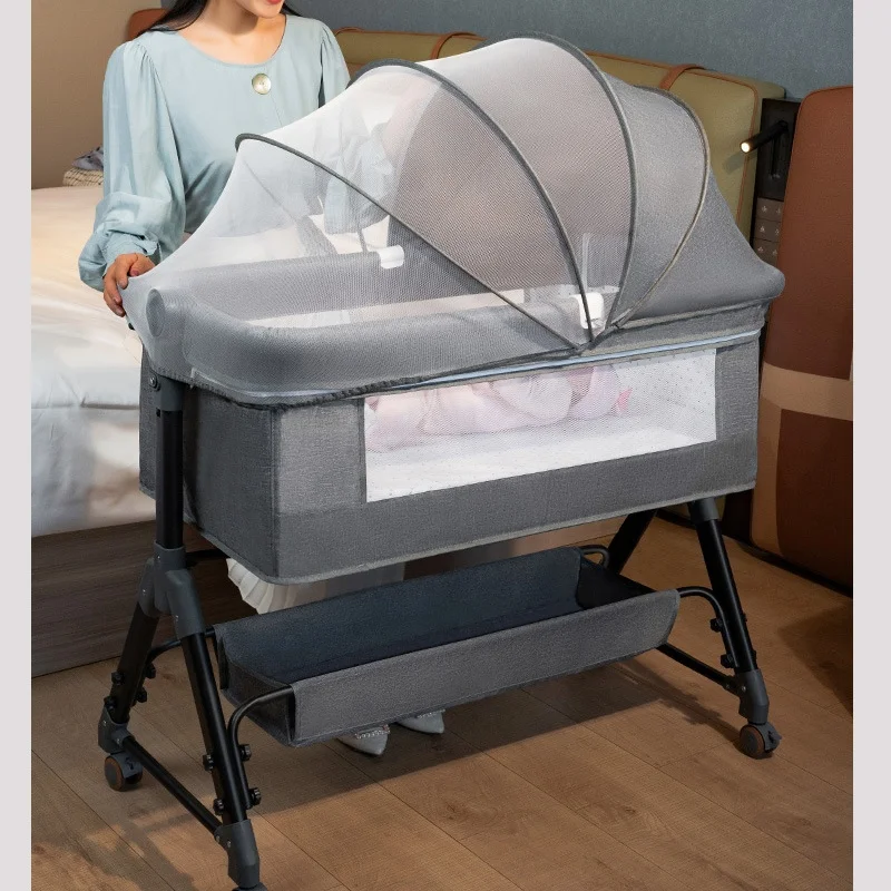 Immediate delivery of newborn crib baby aluminum frame activity cradle easy to fold with mosquito net crib for 0-2 years old bab