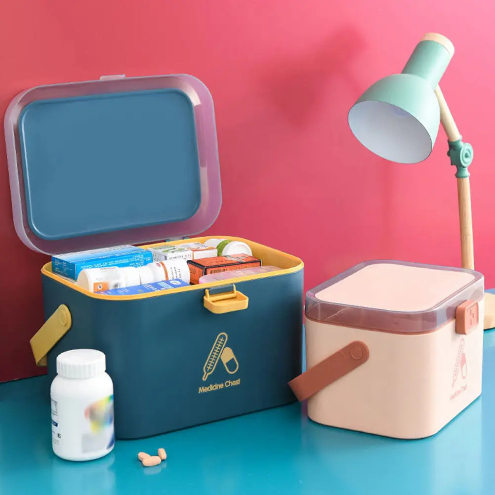 Handled Medicine First Aid Box Large Capacity Portable Emergency Storage Case for Home Office Outdoor Travel Reliable