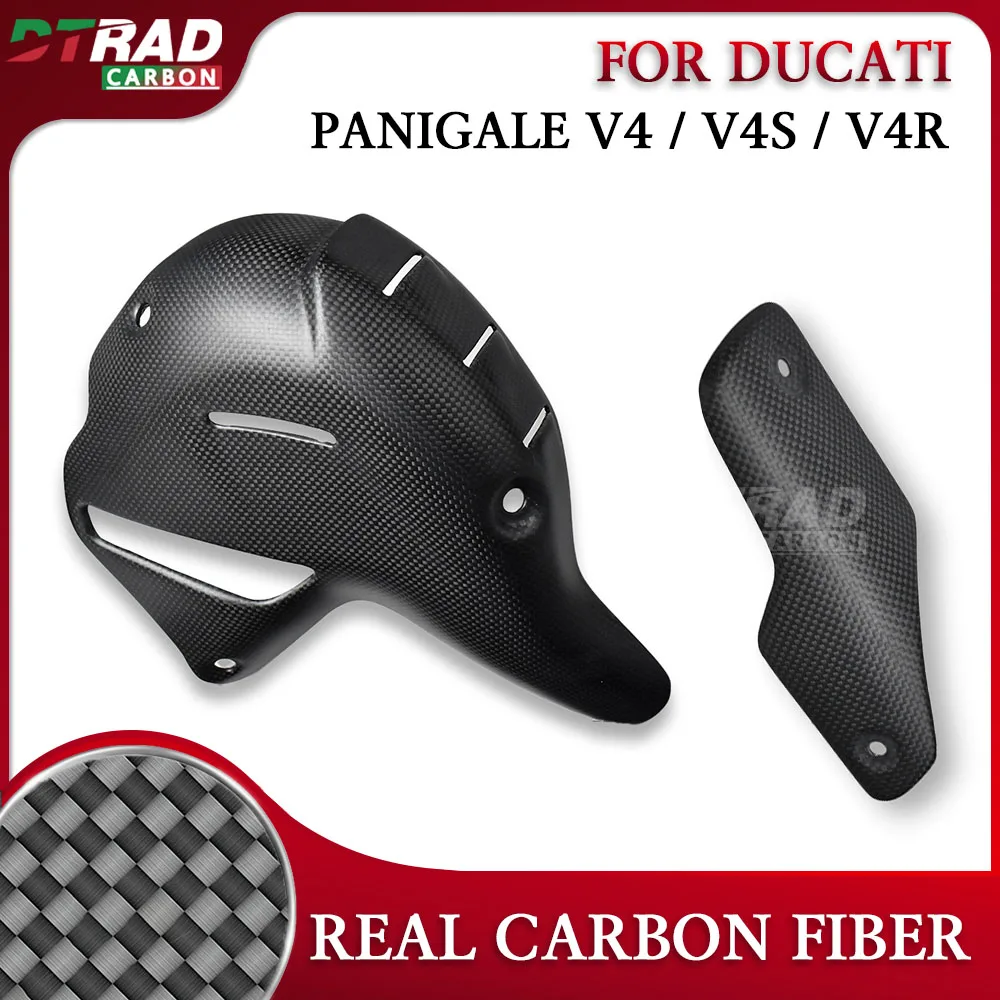 (Only For Akrapovic Exhaust) For Ducati Panigale V4 V4S V4R Carbon Fiber Exhaust Guard Fairing Kit Heat Shield Protection Cover