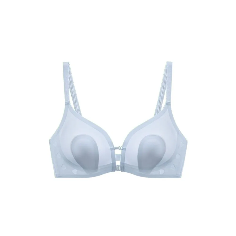 Soutien-gorge respirant sans fil avec bouton avant, décolleté en V profond, maille de soie glacée, sous-vêtements fins sans couture pour femmes, Lingerie Anti-affaissement, Push Up pour filles