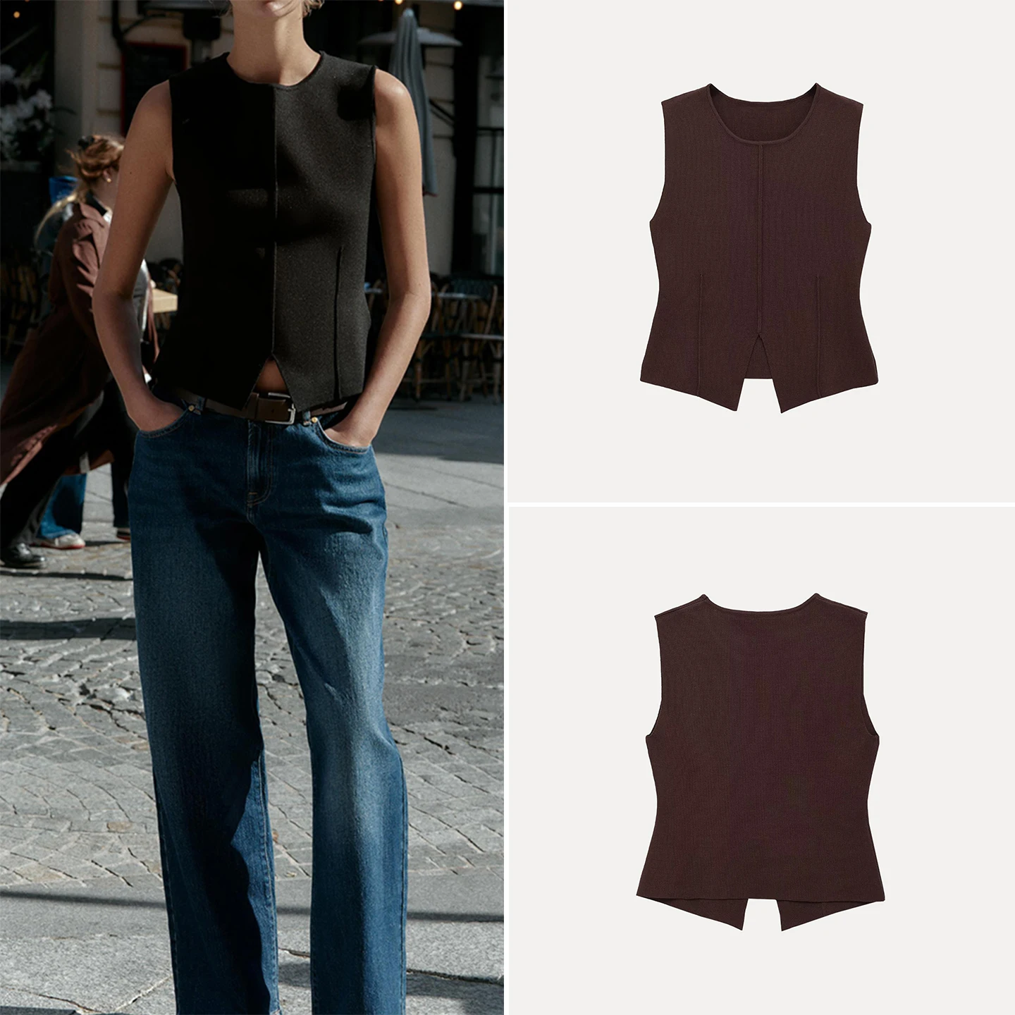 

Женский вязаный топ Z, модный дизайн, подол, стандартная длина, круглый, Ne Pure Color, осенняя коллекция для поездок на работу