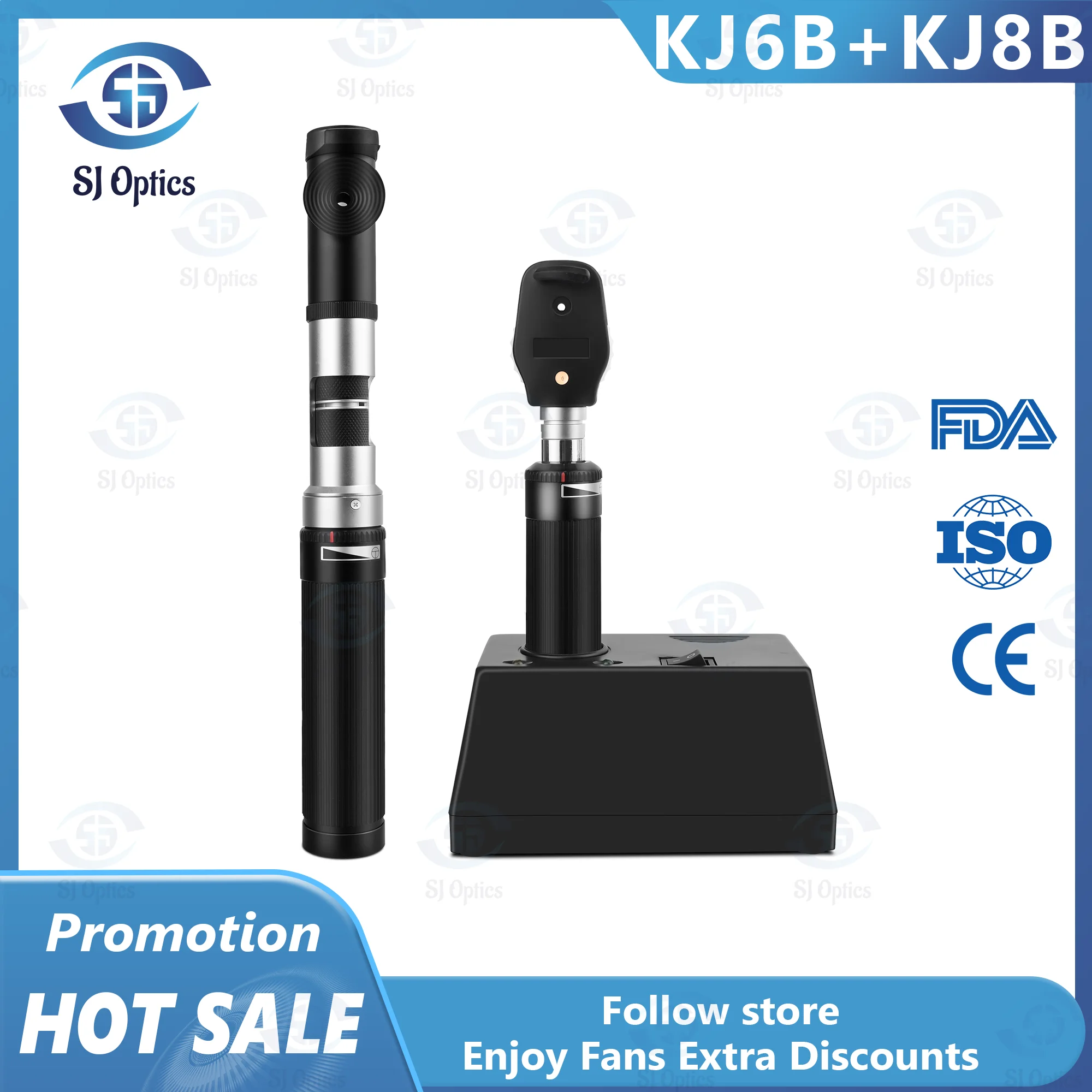 SJ Optics Rechargeable Retinoscope Set Sets KJ6B&KJ8B Ophthalmoscope Retinoscope Set Retinoscope Ophthalmic Equipment