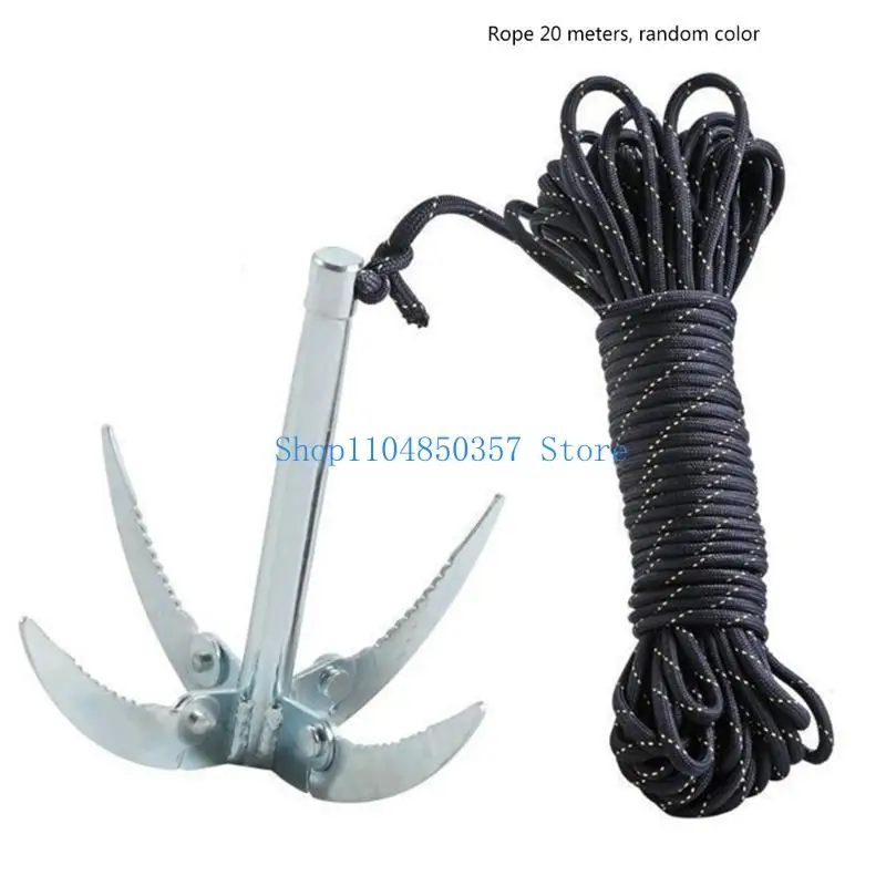 Folding Grass Cutter Grass Root Remover Grass Puller 4 Claw Anchors Sickle Water Grass Plant Cutter Grass Tool with Rope