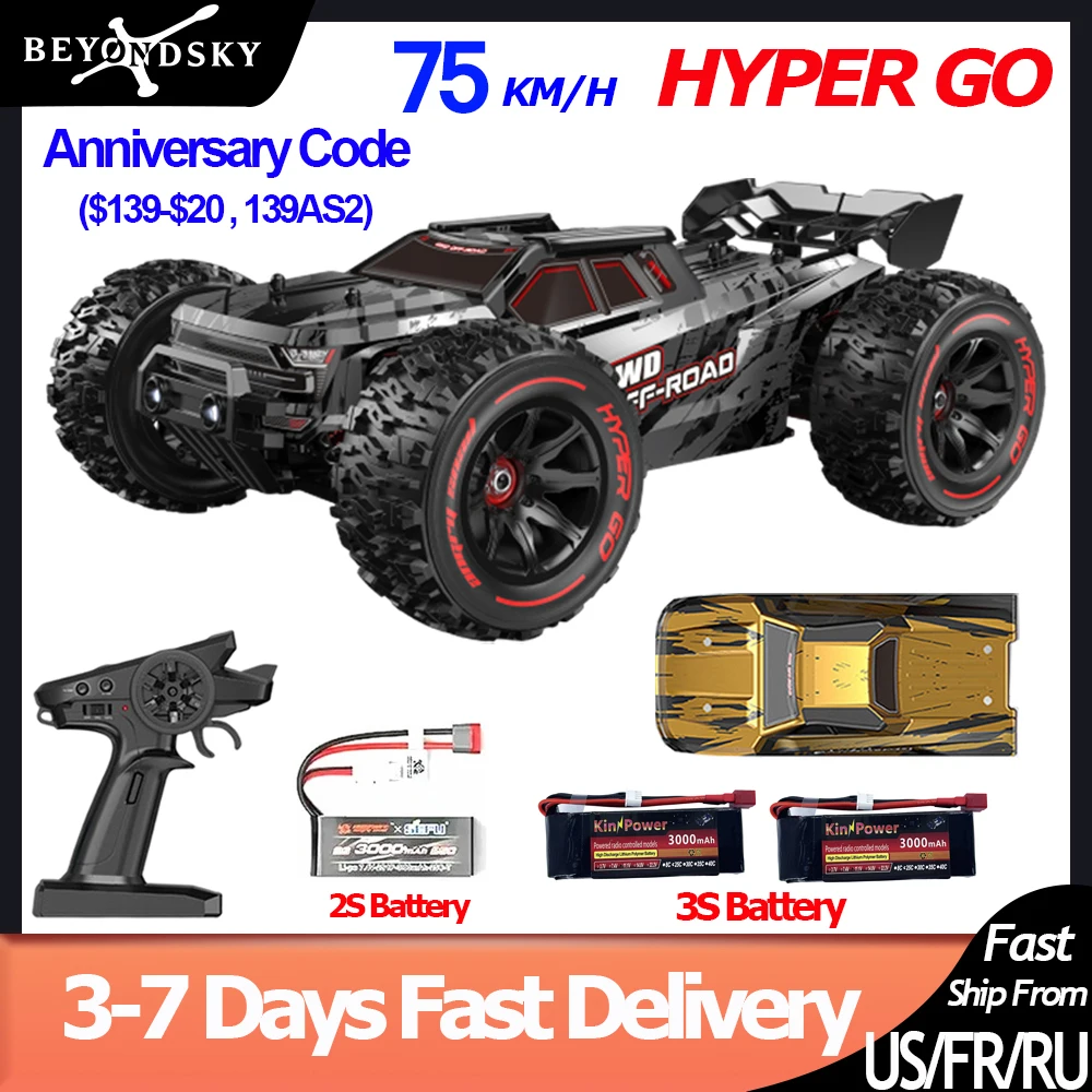 HYPER GO 75km/h MJX 14209 14210 V2.0 1/14 RC Car Brushless 2.4G Remote Control 4WD Off-road Racing RC Truck Electric Hobby Toy