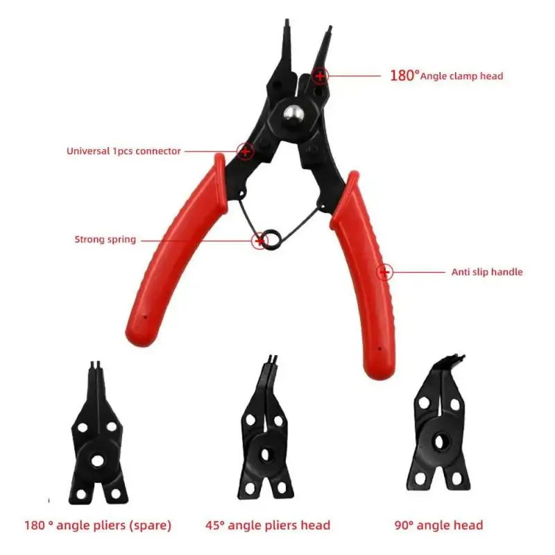 In 1 Circlip Pliers Set Snap Ring Pliers Multi Crimp Removable Plier Head Retaining Circlip Pliers Hand Tools