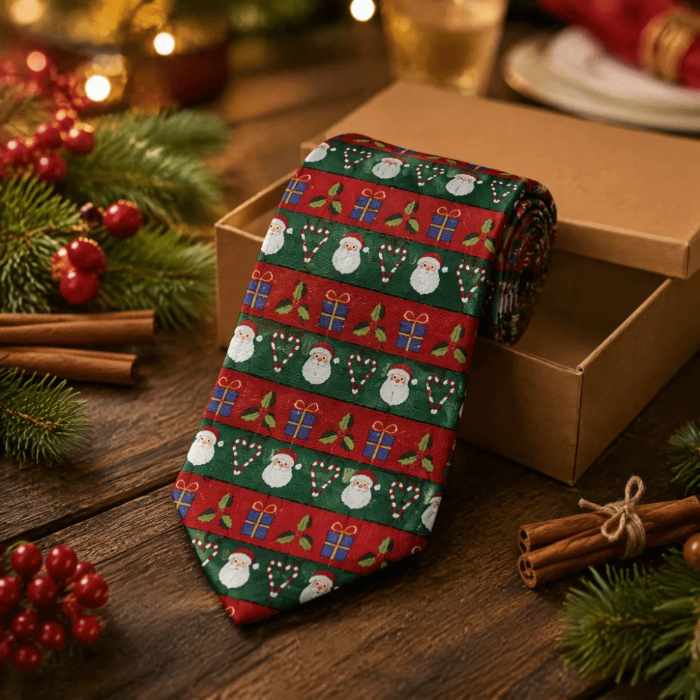 Funny Santa Claus Christmas Necktie Christmas Tree Gift Xmas Shirt Tie Reindeer Plaid Man Necktie Party