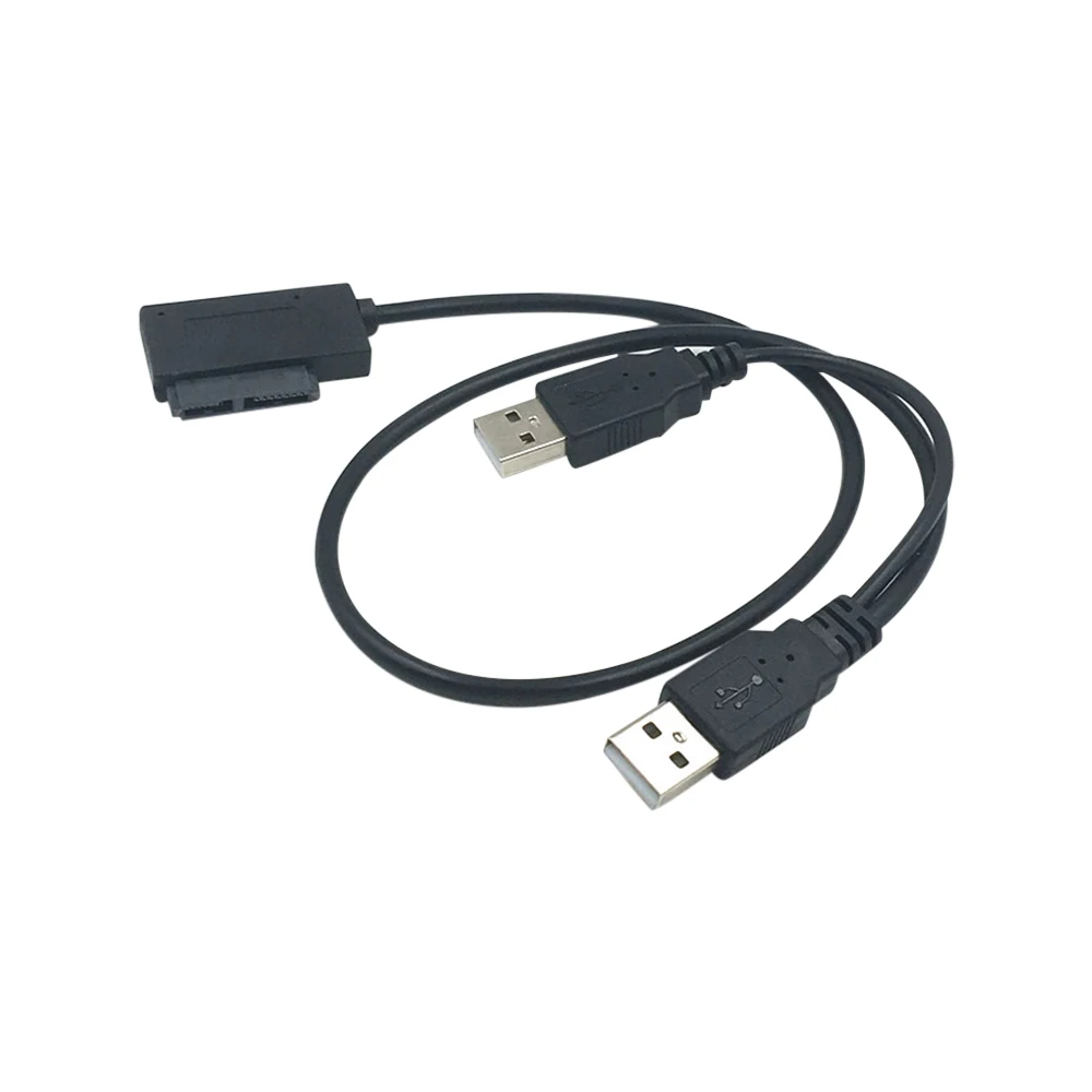 USB 2.0 to 6+7 13Pin Slimline Slim SATA Cable with External USB2.0 Power Supply for Laptop CD-ROM DVD-ROM for HDD Caddy