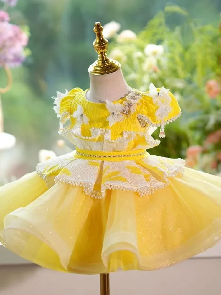 High-End Children\'s Evening Gown Host Piano Performance Wedding Birthday Girls Party Dresses A4183 Vestidos Bridesmaid Dresses