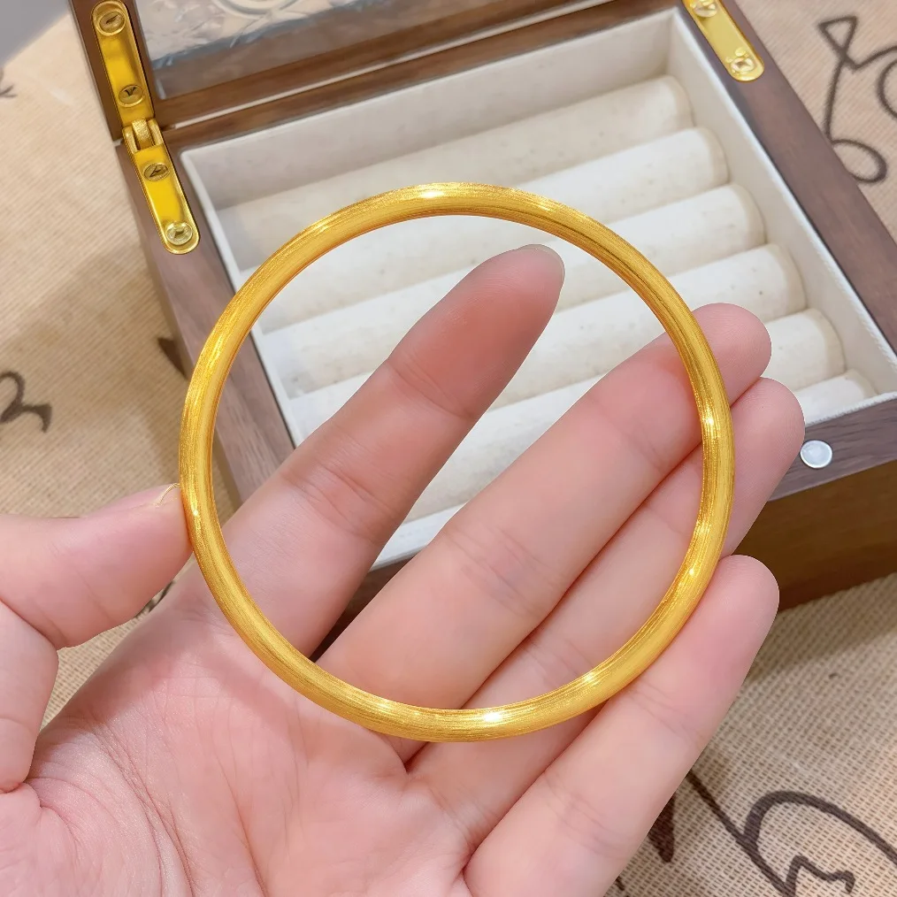 GoldEclat  Luxury 24K 9999 Pure Gold real gold Brushed Ancient Bracelet