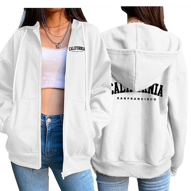 2026 Hot Sales Womens Print Hooded Sweatshirt Casual Zipper Cardigan Coat High Quality Sport Top Lady Versatile Jogging Tracksui