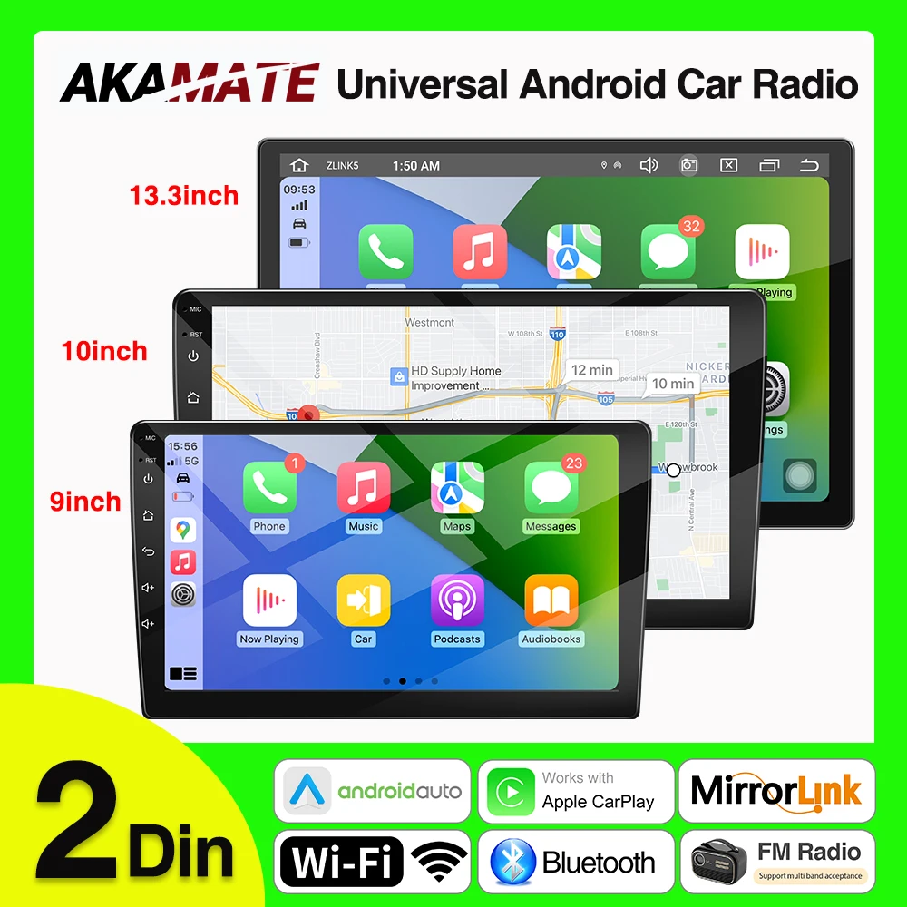Android Auto Radio Universal Multimedia Player Drahtlose CarPlay Android Auto Bluetooth WiFi GPS Navigation 9 zoll 10 zoll 13,3 zoll
