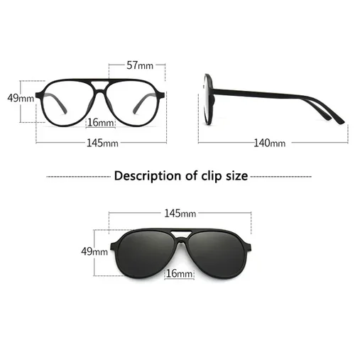 Imagen 2 del producto Gafas de sol poligonales con Clip magnético para miopía, gafas 6 en 1 para hombres y mujeres, montura de doble haz, gafas graduadas personalizadas