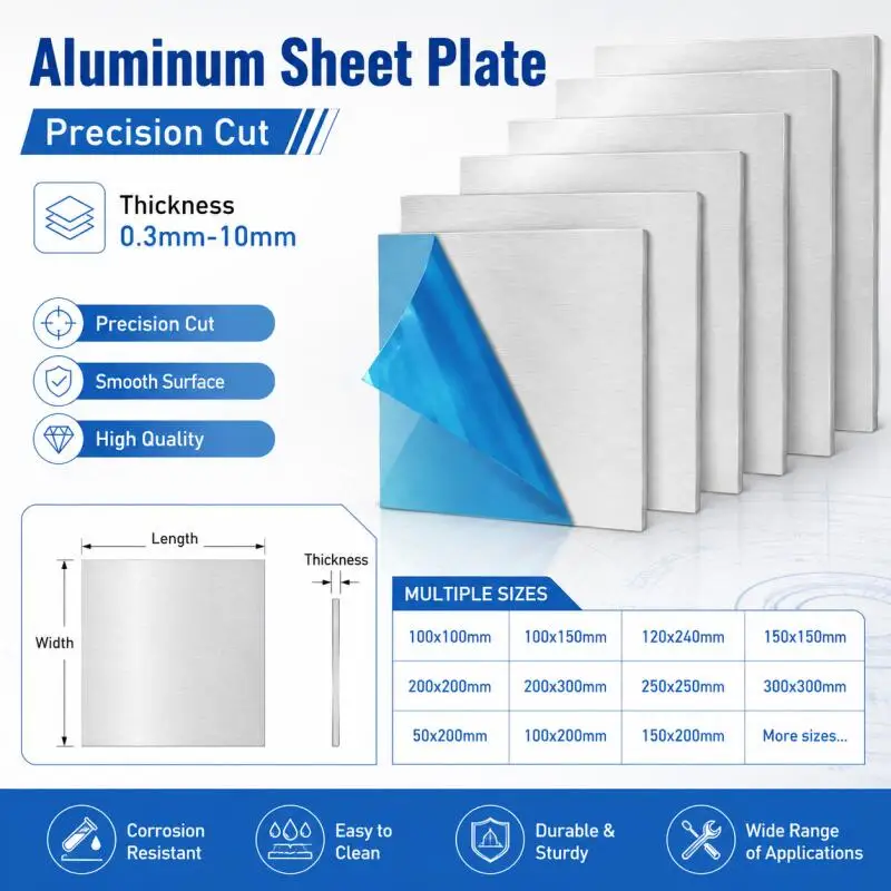 1/5pcs Aluminum Plate Thickness 0.3-10mm Effect Protection Aluminum Plate Metal Plate Electrical Cutting Frame Metal Plate