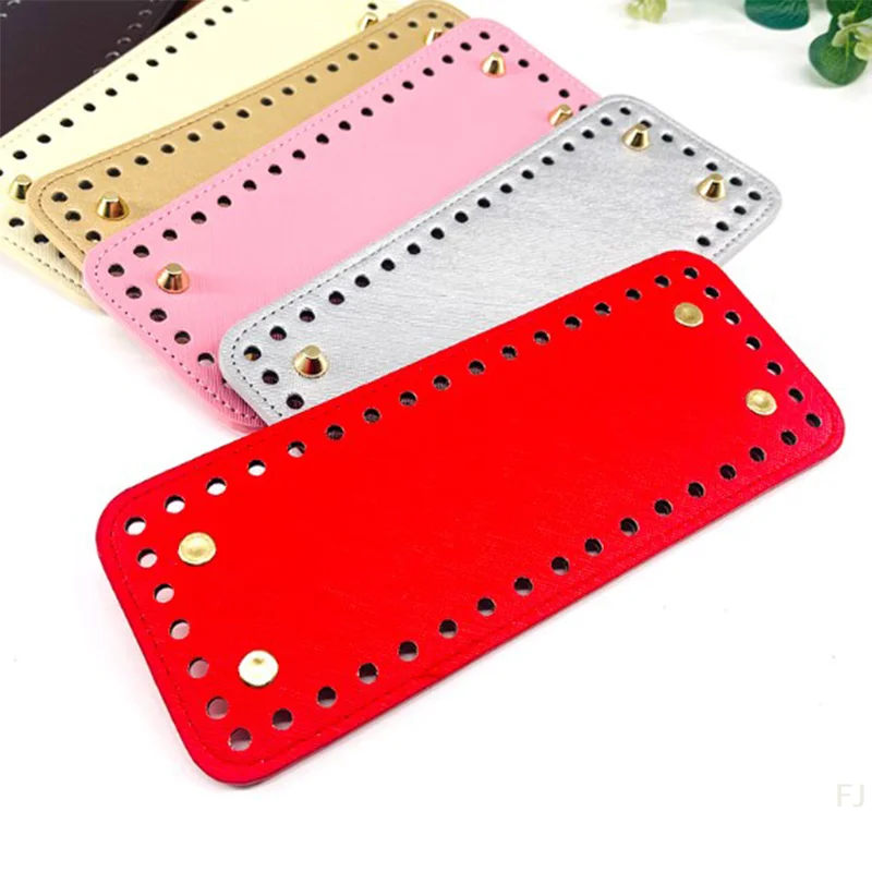 [YU]8*20cm Handmade Oval Bottom For Knitted Bag PU Leather Wear-Resistant Accessories Bottom With Holes DIY Crochet Bag Bottom
