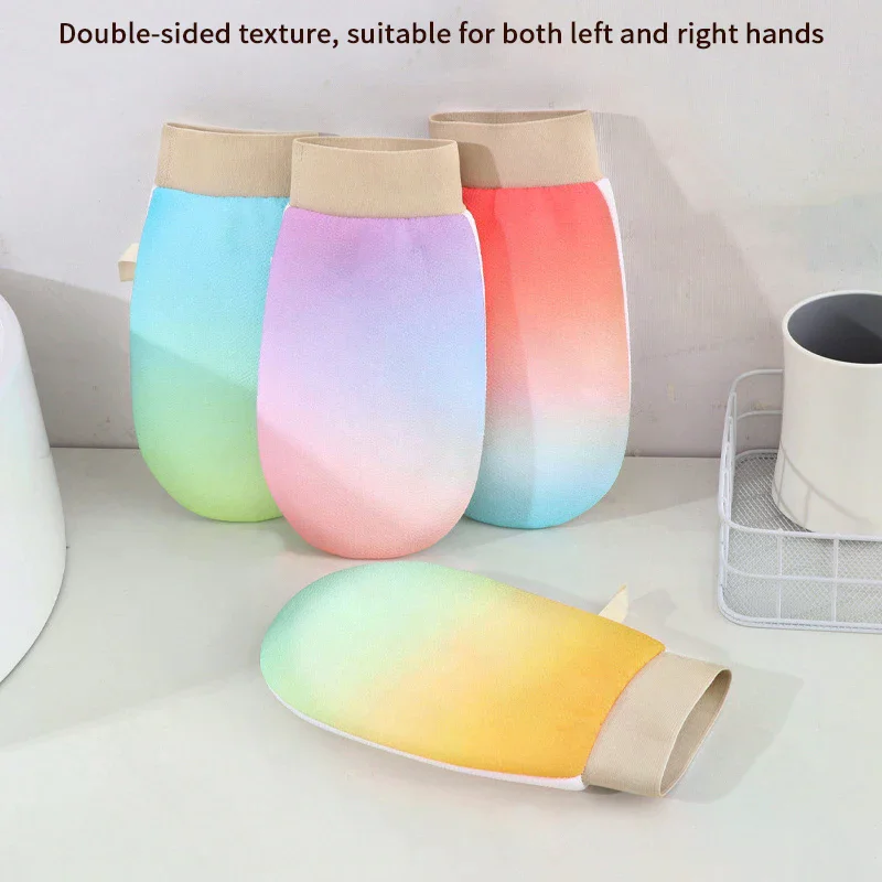 

Gradient Colored Single-layer Bath Towel Thin Double Sided Shower Gloves Body Cleaning Exfoliating Peeling Rubbing Scrub Gloves