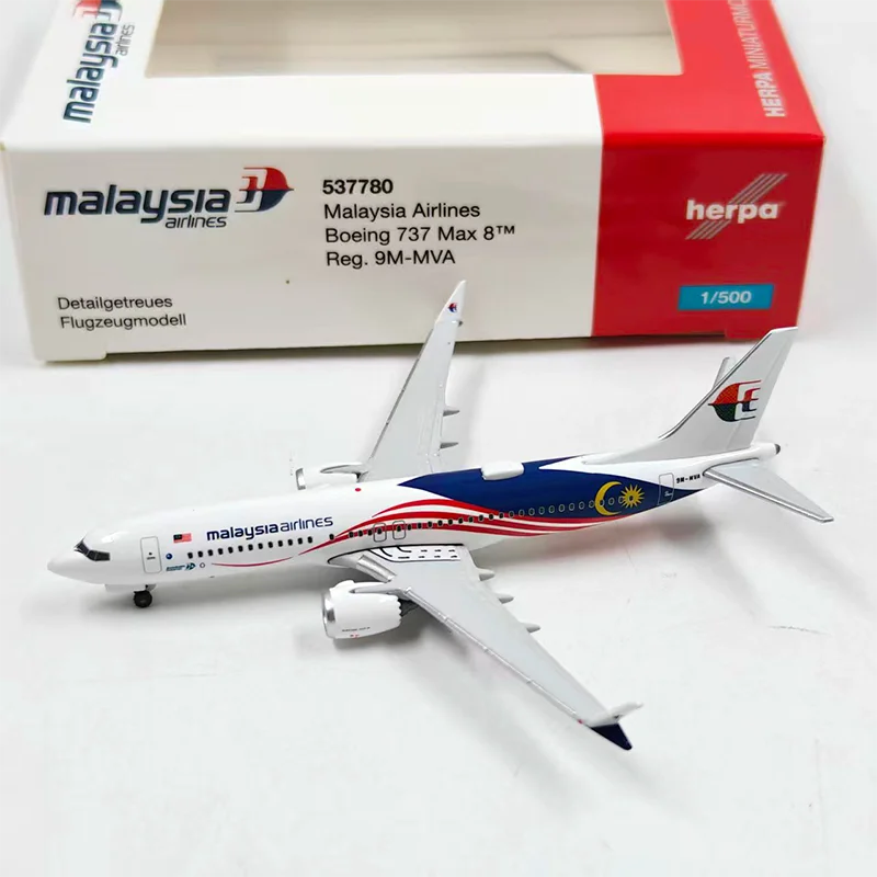 

herpa Diecast Alloy 1:500 Scale Malaysia 537780 Boeing 737 MAX8 Passenger Airplane Model For Display Collections