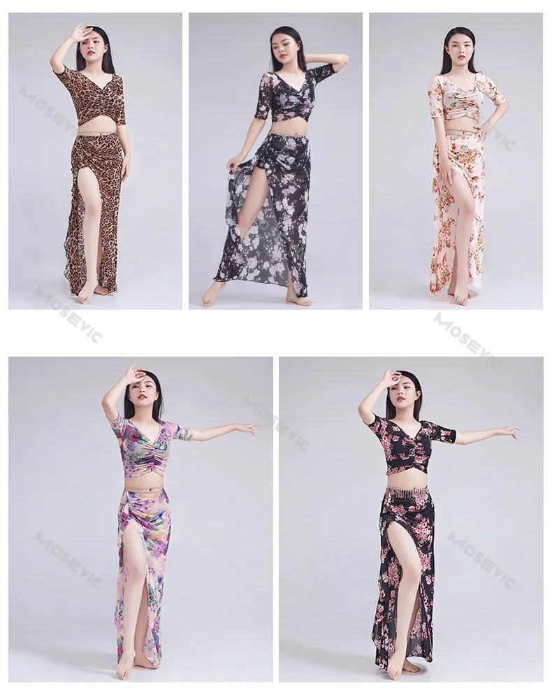ベリーダンス練習服ロングスカートスーツ高級花柄パフォーマンスカーニバル衣装セクシーな女性モダン Dance2024