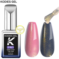 KODIES GEL 15ML Gel Nail Polish Glitter Top Coat No Wipe 2 IN 1 UV Mermaid Holo Laser Gold Topcoat Hybrid Varnish for Manicure