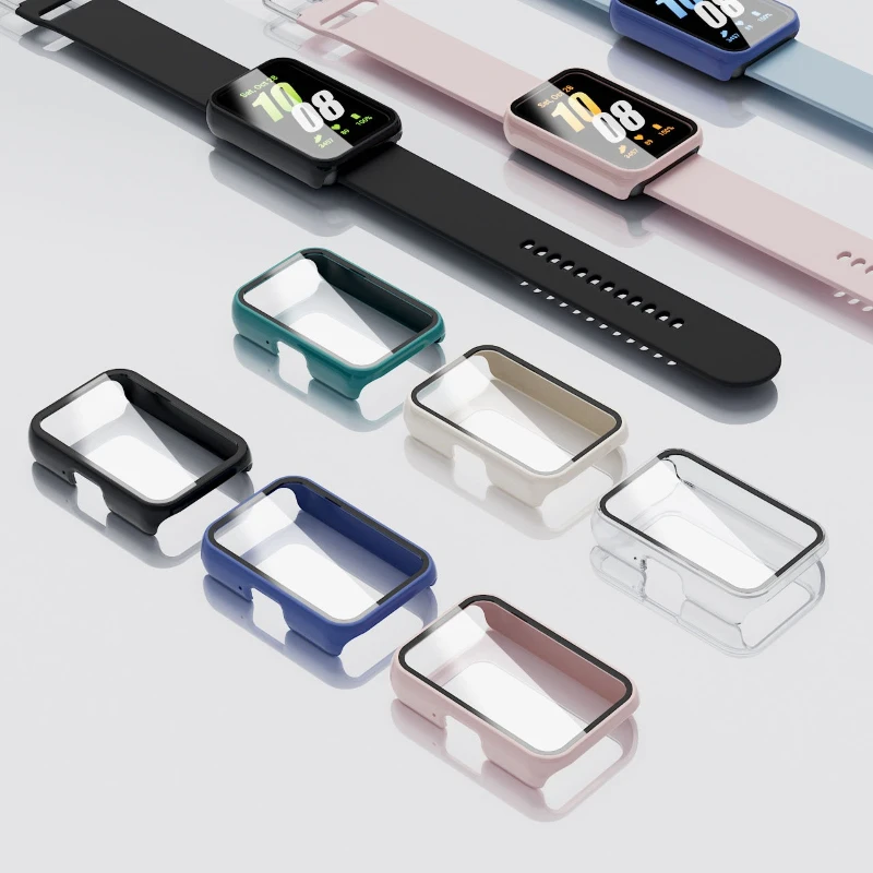 4 Pcs Tempered Glass+Case For Samsung Galaxy Fit 3 Screen Protector & Hard PC Protective Bumper Galaxy Fit 3 Accessories
