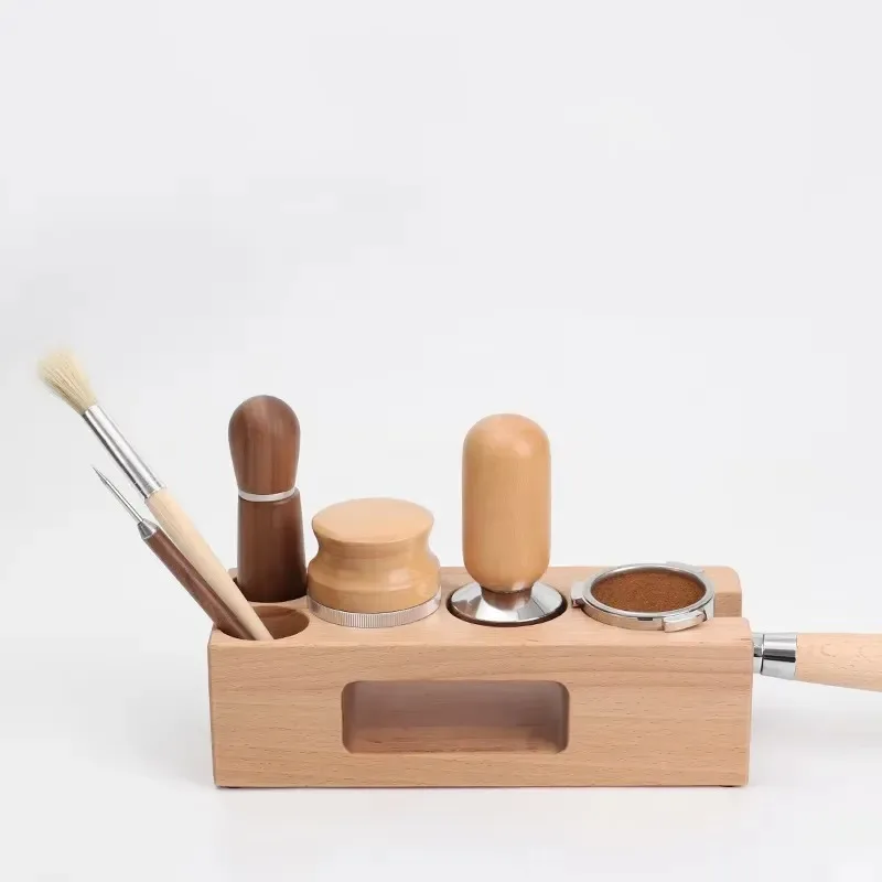 Coffee Tools Barista Accessories Wooden Coffee Base Stand Portafilter Tampering Pad Tampering Station 51mm Portafilter Stand