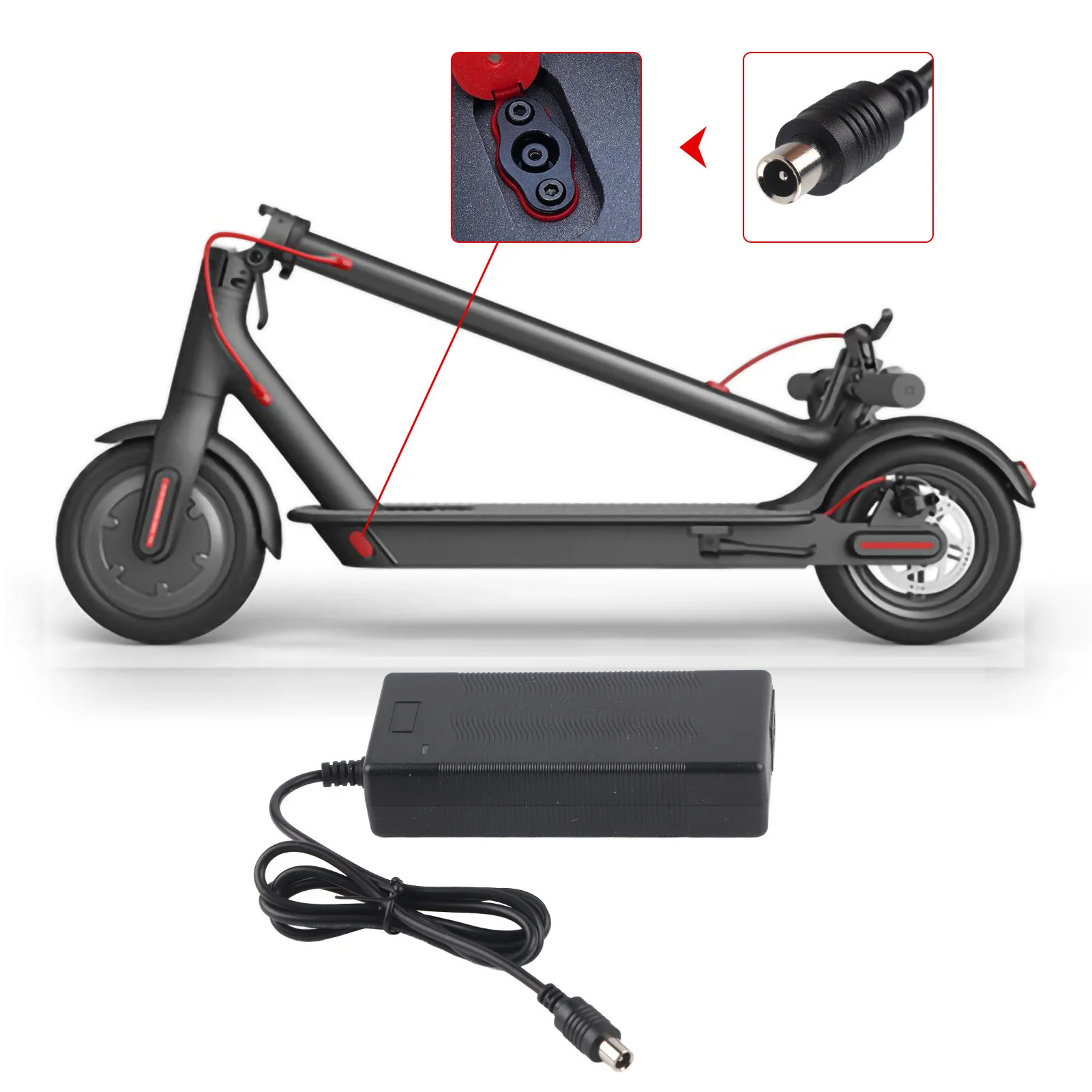 Cargador de Repuesto para Scooter Eléctrico de 42V 2A, Adaptador de Cargador de Batería para Xiaomi