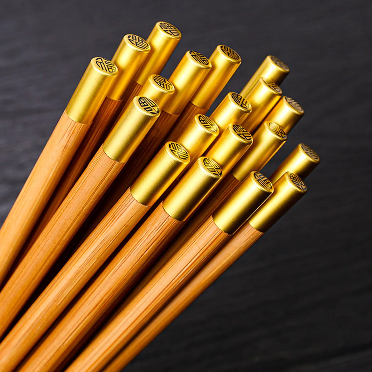 

5 Pairs Wooden Chop Sticks Reusable Cooking Chopsticks for Noodles Frying Hotpot, Japanese Metal Chopsticks Non-slip Chopsticks