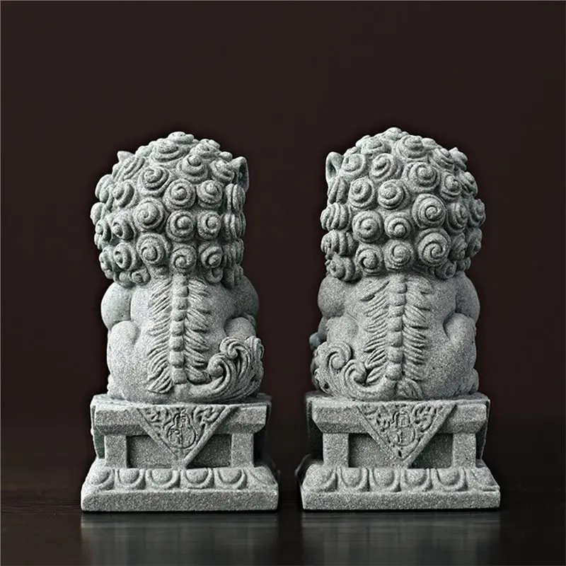 PZHI-Sandstone Chinese Mythical Beast Figurine - Feng Shui Decor Sculpture For Home Room, Wealth & Luck Symbol