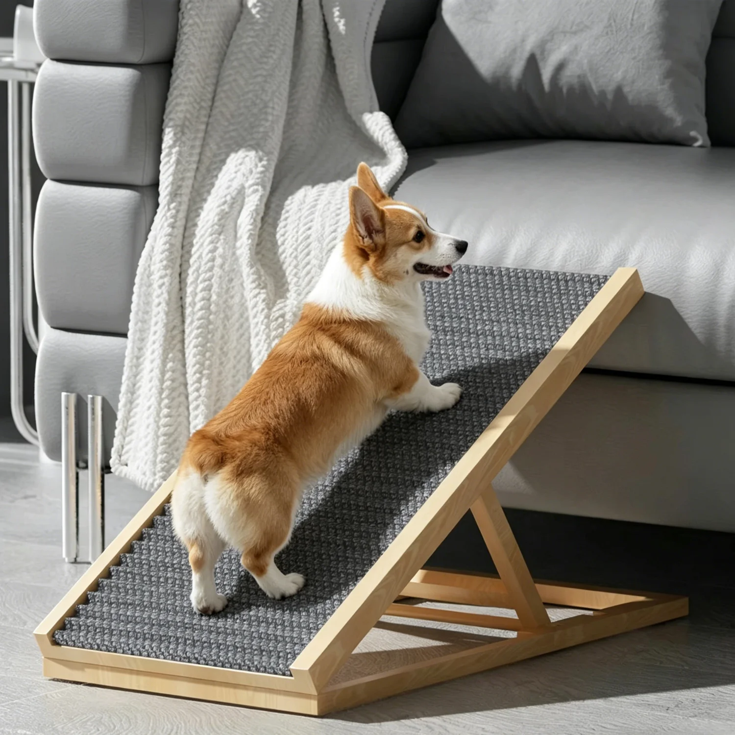 Rampe pour animaux de compagnie en bois, échelle pour chien, hauteur réglable, rampe d'accès pliable, marches pour canapé/lit, échelle de sécurité antidérapante