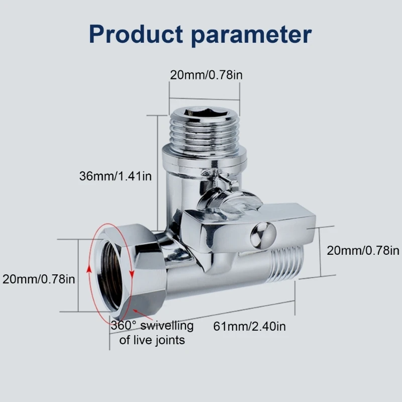 Tees Stop Valves 1/2X1/2X1/2 ''Keran Kompresi T Konektor Adaptor Splitter untuk Keran, Tangki Toilet, Pengiriman Drop