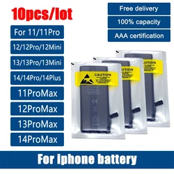 10pcs/Lot 0 Cycle Phone Battery For Iphone 11 12 12mini 13 13mini 14 14Pmax 16 15Plus 16Plus For 14 15 16 ProMax Replace Battery