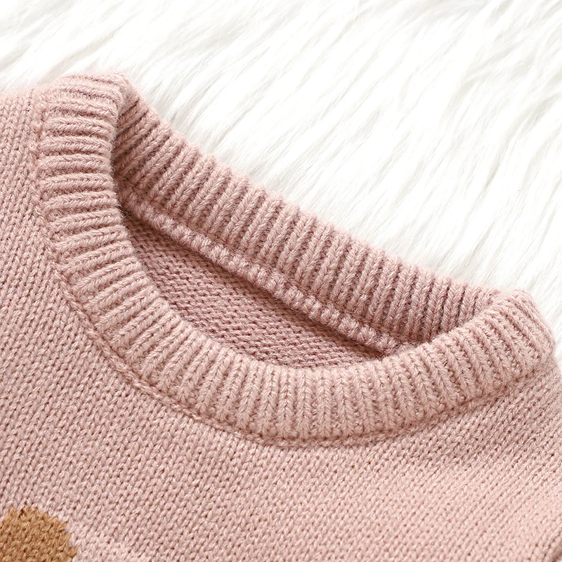 Winter Baby Clothes Sets for Infant Kids Girls Pink Full Sleeve Sweaters Pullovers+Trousers Tracksuits 1-3Y Toddler Knitted Suit