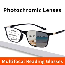 Photochromic Progressive Multifocal Reading Glasses Lightweight tr90 Readers, Anti-Reflective Resin Lens Sunglasses,No Line