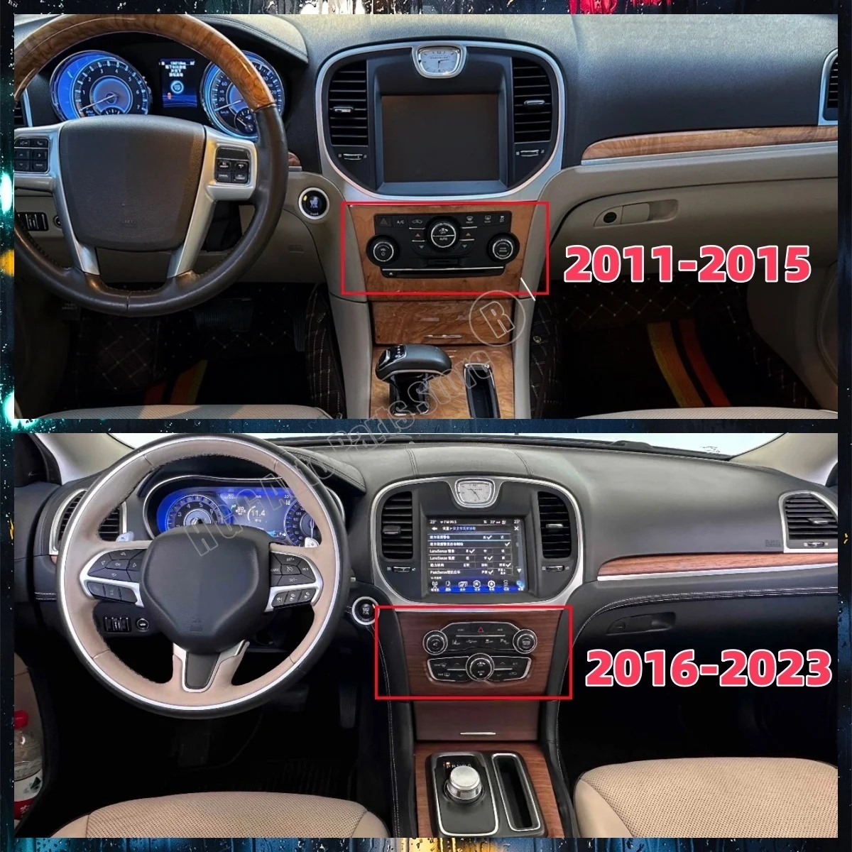 Android 14 Car Radio For Chrysler 300C 2011-2023 Multimedia Player Stereo Wireless Carplay GPS navigation AC panel Touch Screen