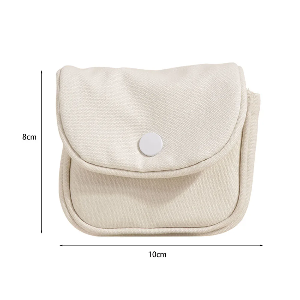 Canvas Mini Portable Coin Purse Card Organizer Key Case Student Simplicity Wallet Multifunctional Solid Color