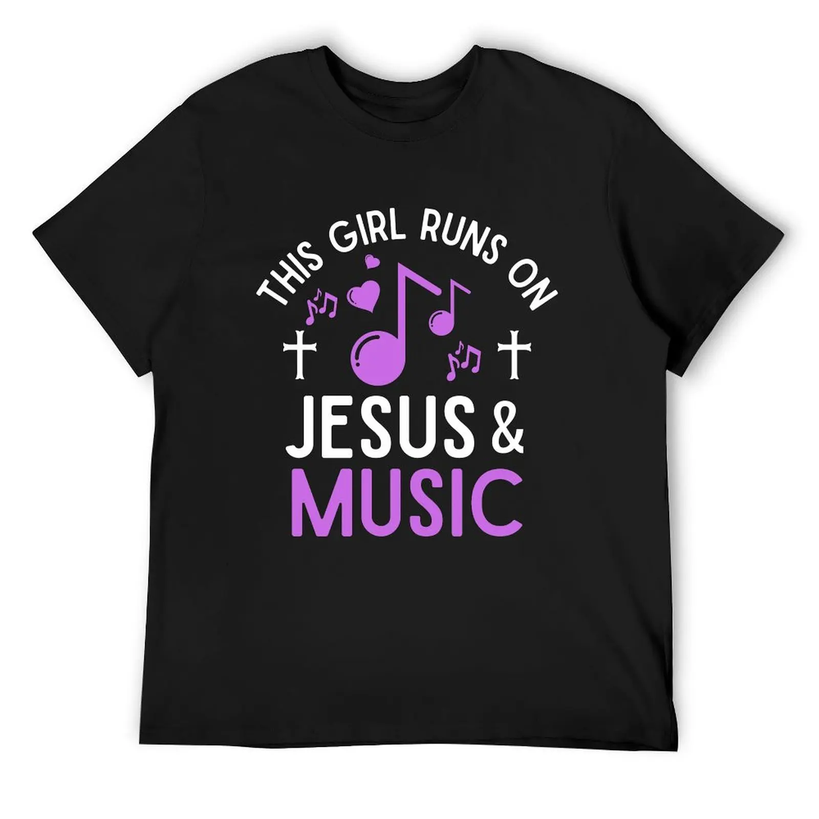 

This Girl Runs on Jesus and Music T-Shirt Aesthetic clothing Funny t-shirts blanks men tshirt