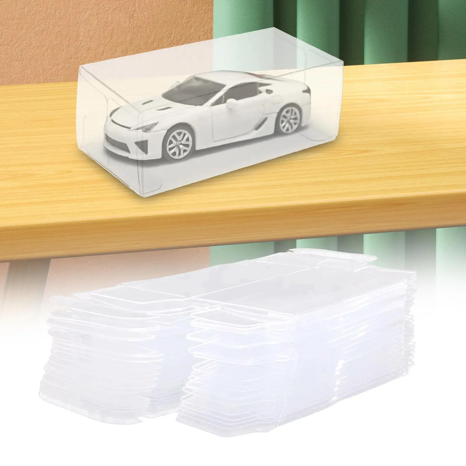 20x PVC Transparent Box Protection Box 1/64 Scale Vehicle Model Car Case for Toys Cars Action Figures Model Cars Collectible