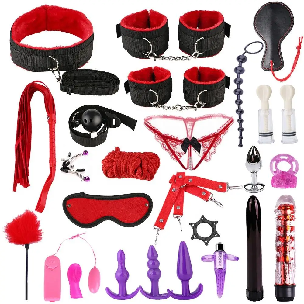 Delove BDSM 26 PCS 속박 세트 노예 섹스 토이 커플 게이 에로틱 액세서리 섹시한 수갑 칼라 성인 게임 여성을위한 페티쉬