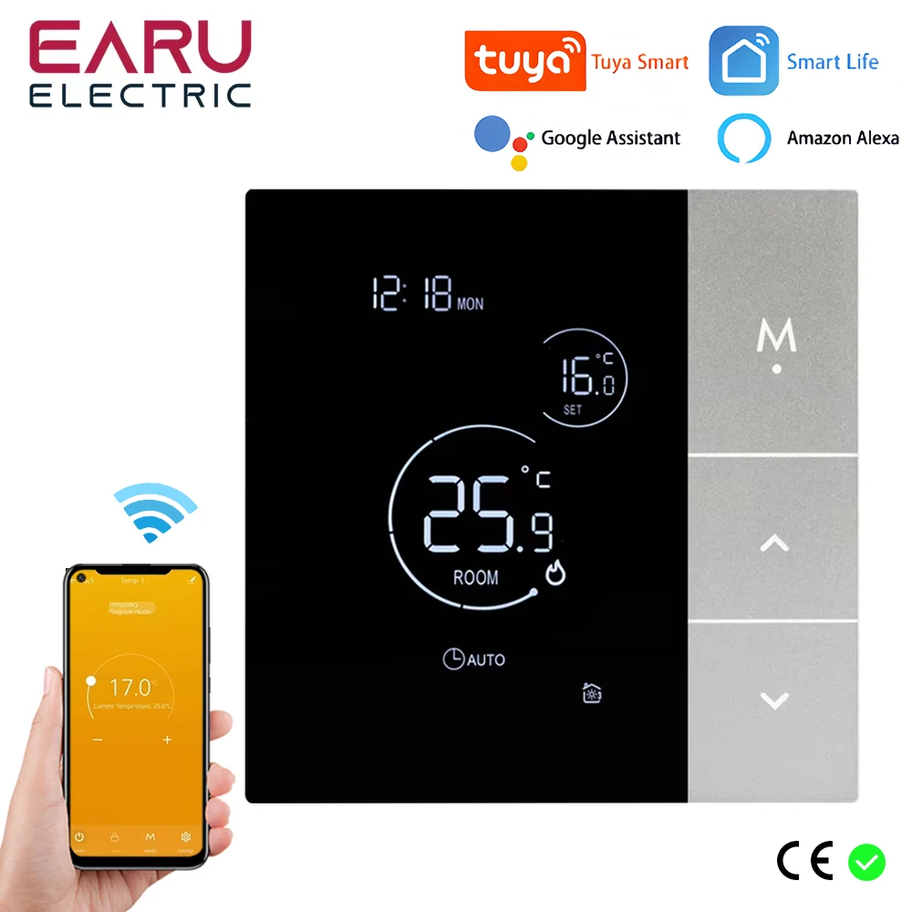 TUYA WiFi Thermostat Temperature Controller Water Electric Floor Heating TRV AC100V-240V 3A 16A Digital LCD Display Wall Mounted