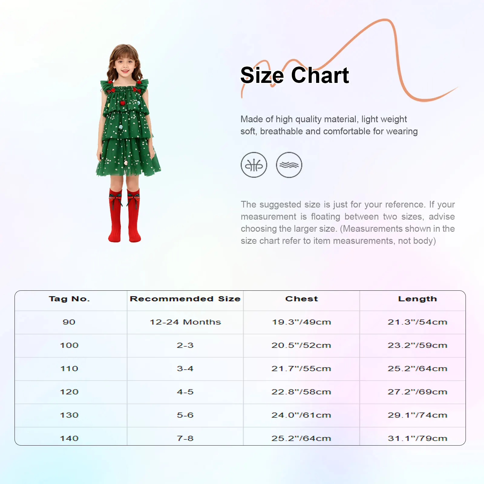 فستان توتو من التول بطبقات على شكل شجرة عيد الميلاد للفتيات الصغيرات مع جوارب لالتقاط الصور في حفلة عيد الميلاد #6