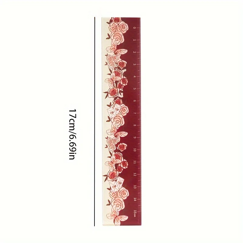 1pc Retro  Romantic Rose Student Stationery Art Drawing Ruler
