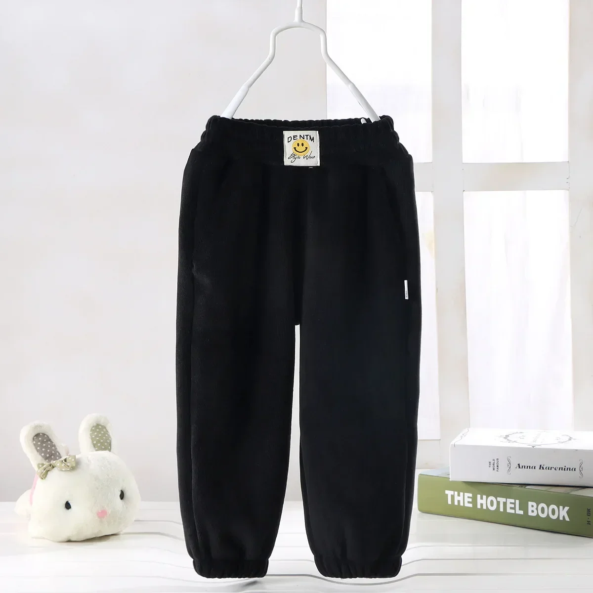 Winter Thick Warm Children Pants Cute Smile Pattern Kids Padded Cotton Velvet  Long Pants Casual Sport Troursers for Kids