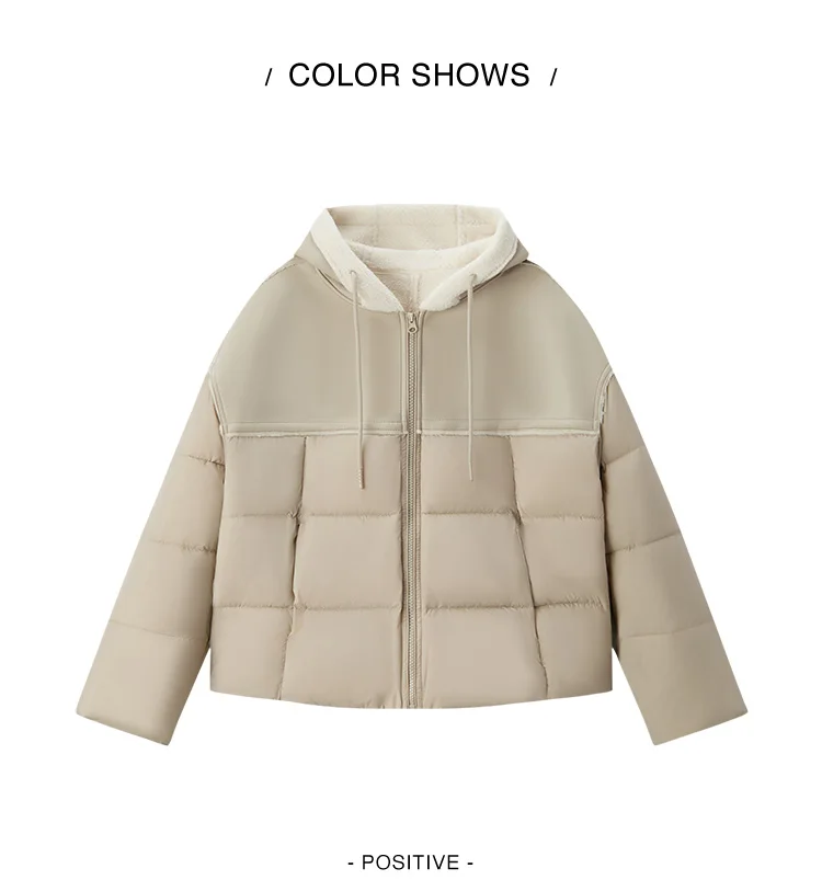 Semir Cotton Jacket Women Patchwork Loose Cotton Jacket Retro 2024 Winter New Furry Hooded Puffer Coat Trendy Cotton Jacket
