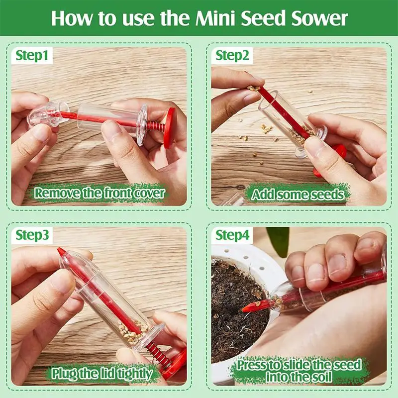 Gardening Tool Supplies Syringe Seeder Mini Sowing Seed Dispenser Garden Seed Sower Planter Manual Seeding Flower Pot Flower Bed