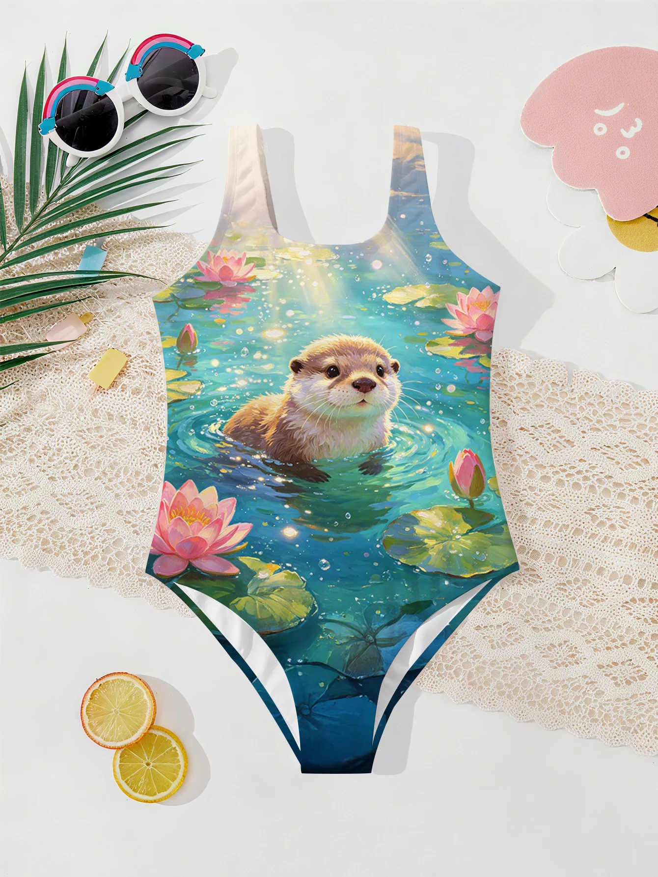 Girls' Summer Style Atmospheric Otter Fashionable Tight One-piece Swimsuit
